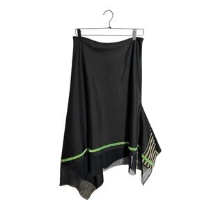 Bildergeist Apparel Asymmetrical Hem Skirt Green Stripe Avant Garde Y2K Size 4